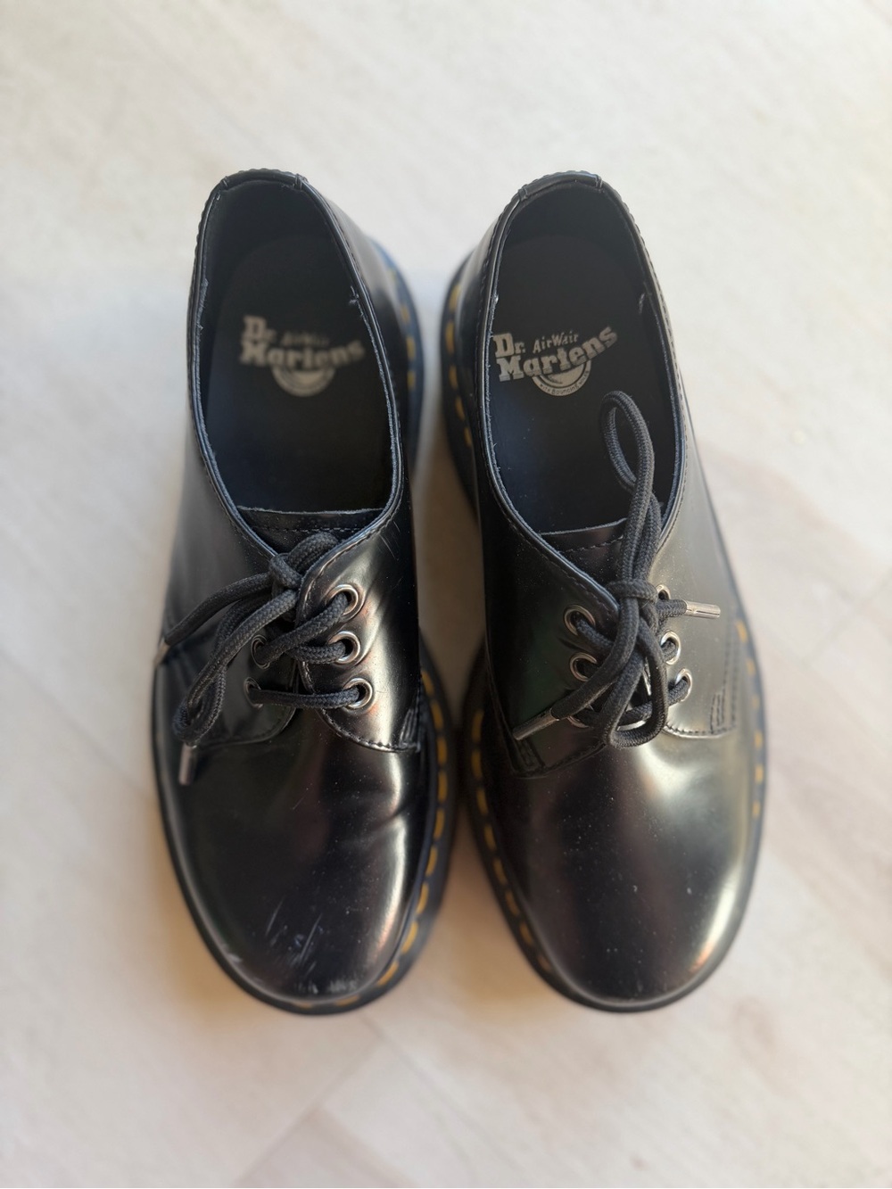 Dr. Martens 1461 Quad Chunky Platform Shoes Smooth Black Leather Goth Alt 90’s - Picture 3 of 10